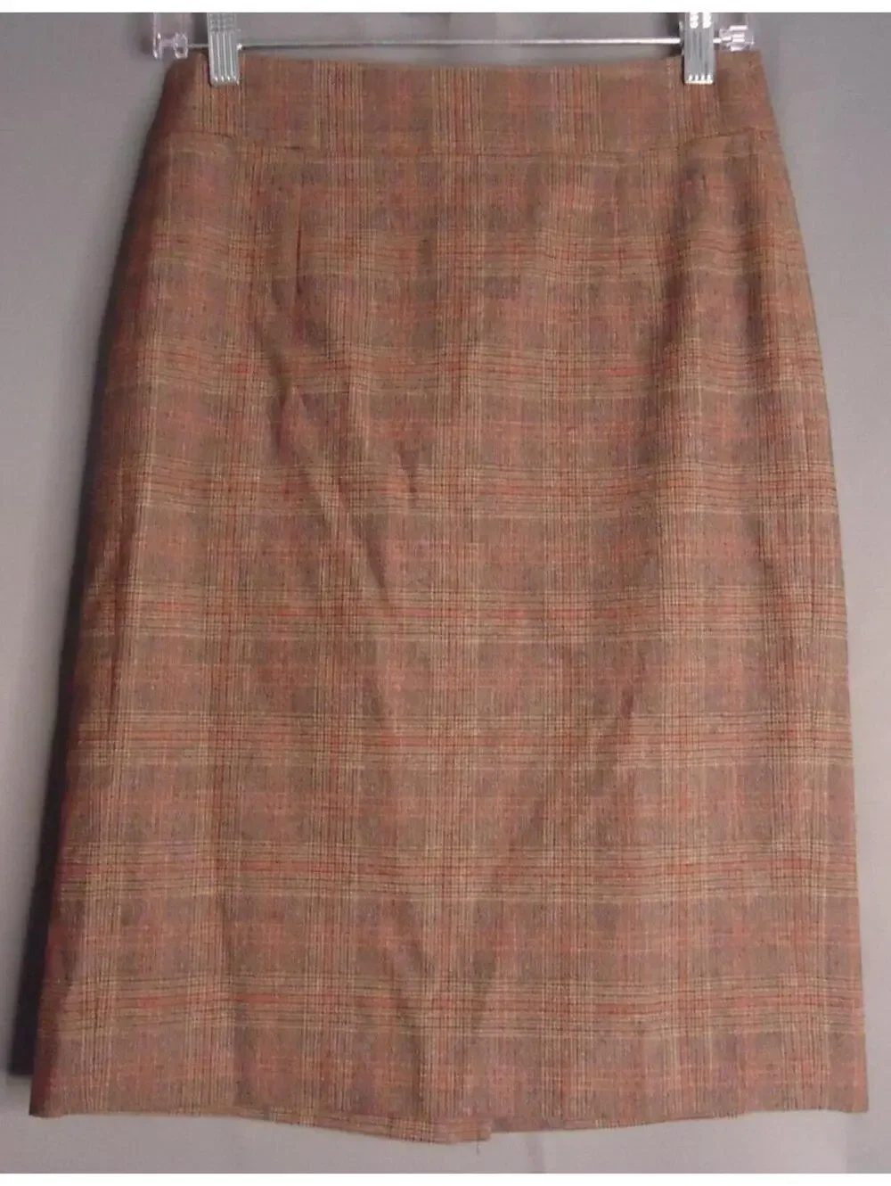 Banana Republic Heritage Wool Blend Italian Fabric Brown Plaid Pencil Skirt Sz 0